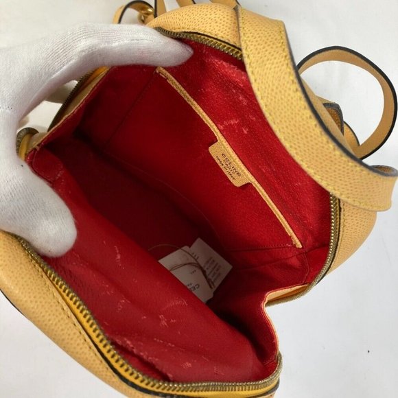 Authentic CELINE backpack bag vintage Mini Backpack Leather Beige/Red main image 11